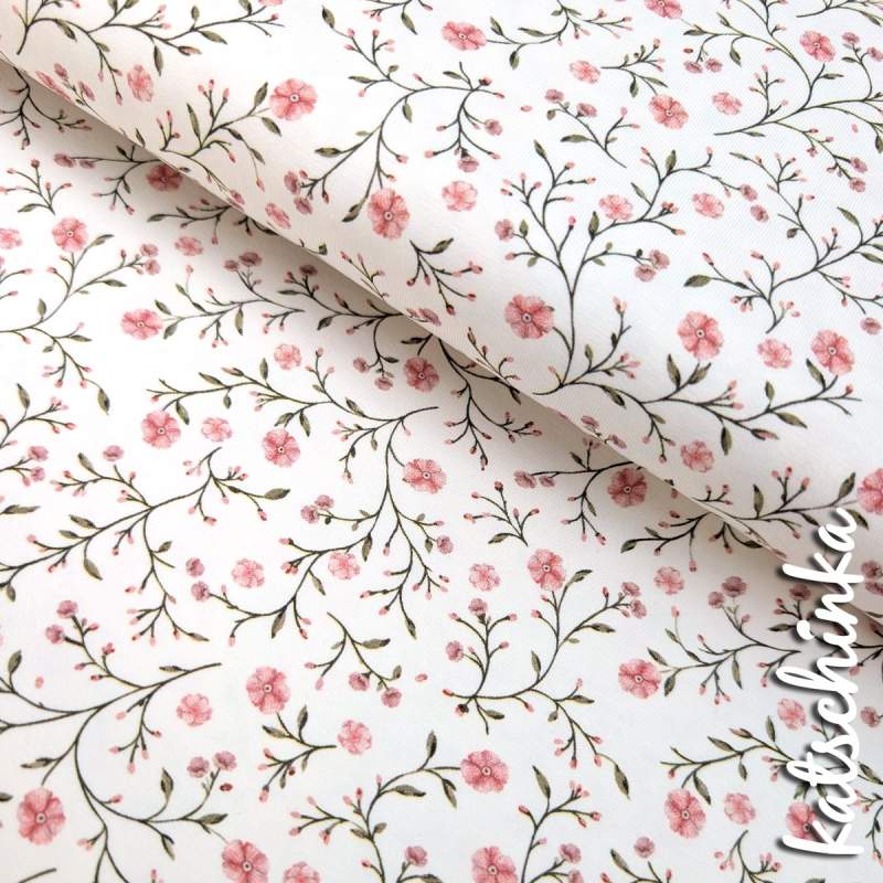 Jersey Baumwollstoff Nelkenranken 6467 – Blumenstoff als Meterware